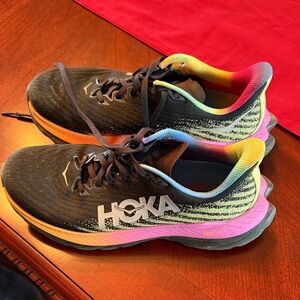 Hoka Black with Rainbow Accents Athletic Shoes